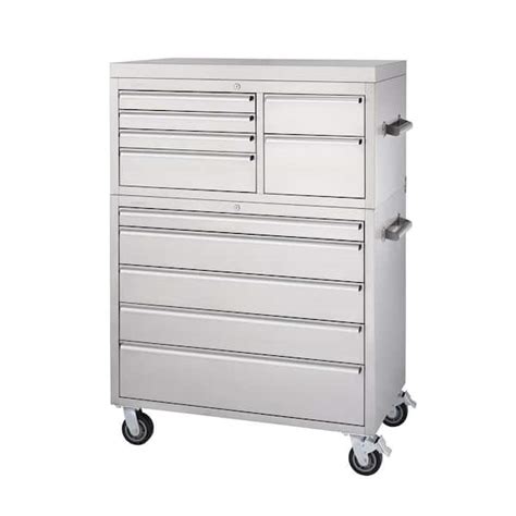 trinity roll away 10 drawer tool box stainless steel|trinity tool storage bench.